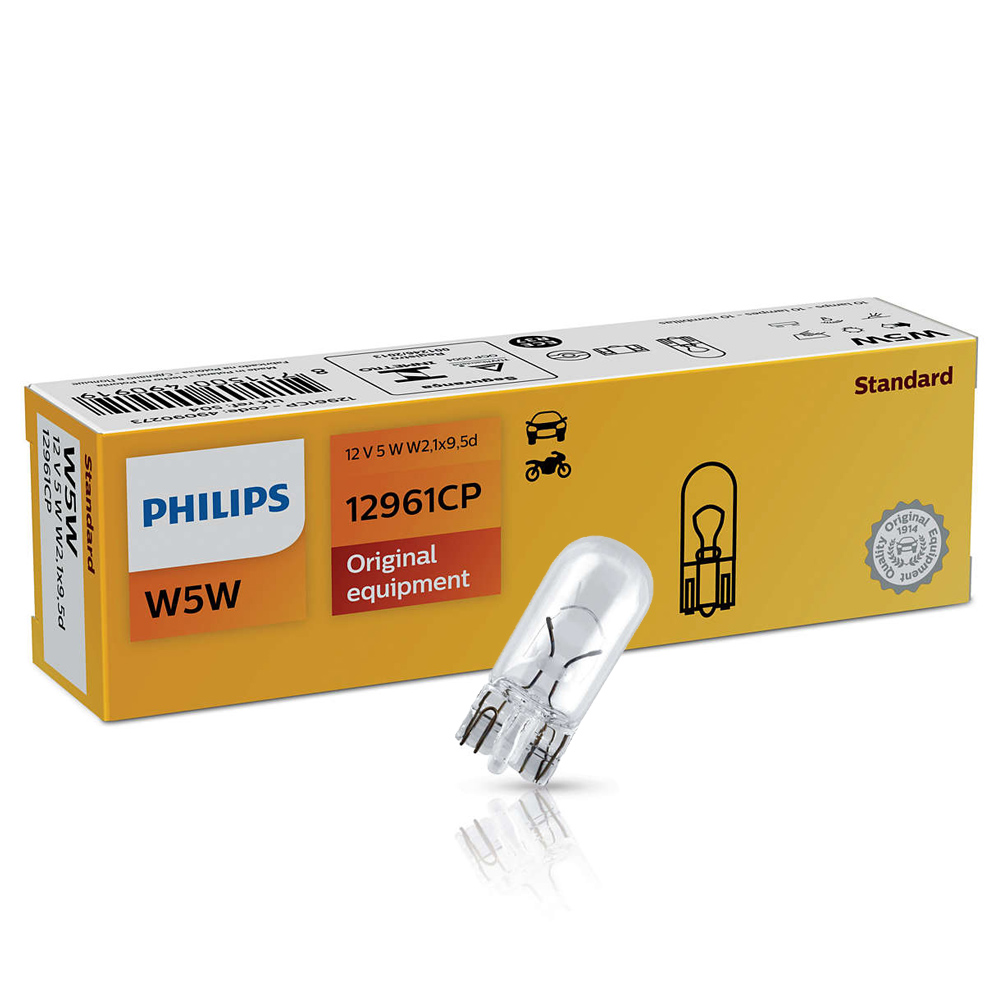 Лампа розжарювання Philips W5W 5W 12В W2.1x9.5d 12961CP