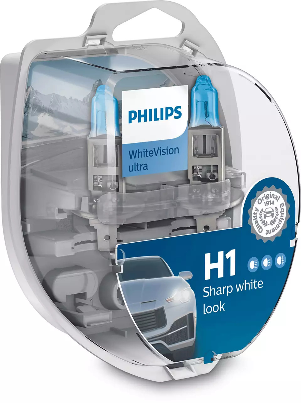 Галогенна автолампа Philips H1 White Vision +60% 3700K 55W 12В P14.5s 12258WVUSM