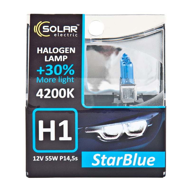 Галогенна автолампа Solar H1 StarBlue 55W 12В 4200K 1241S2 2шт