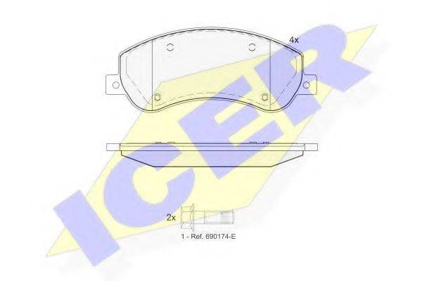 Комплект тормозных колодок, дисковый тормоз ICER 141793-204