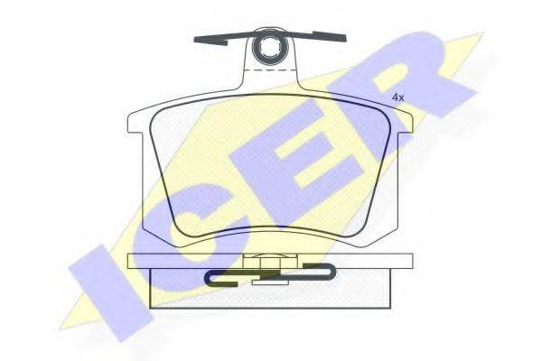Комплект тормозных колодок, дисковый тормоз ICER 180784