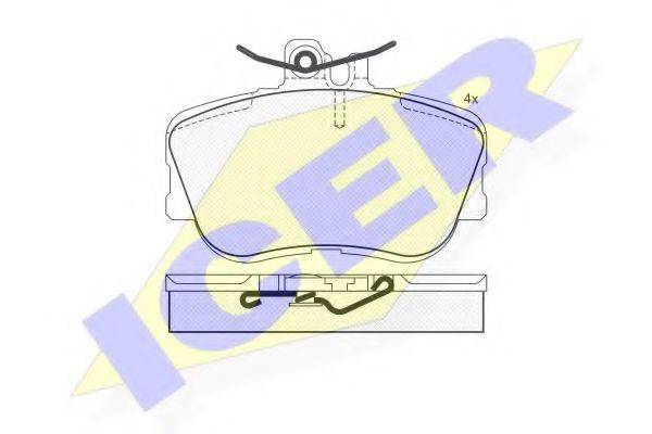 Комплект тормозных колодок, дисковый тормоз ICER 180973