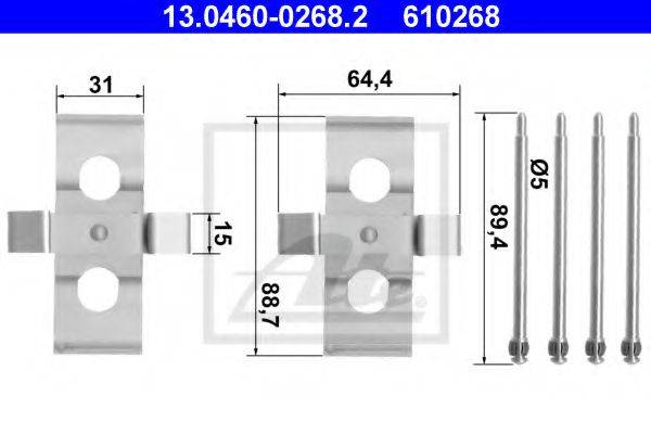 Комплектующие, колодки дискового тормоза ATE 13.0460-0268.2