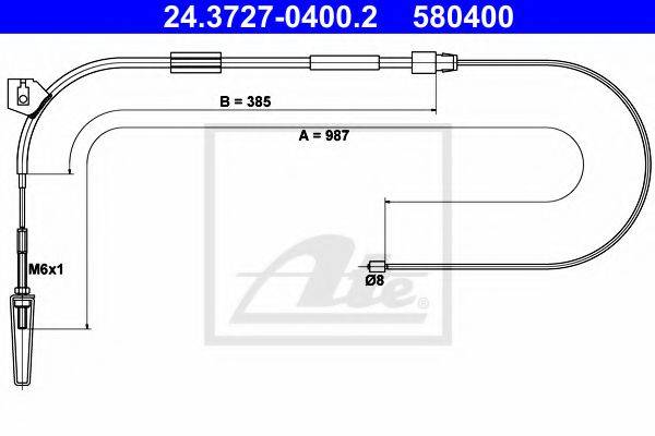 Трос, стояночная тормозная система ATE 24.3727-0400.2