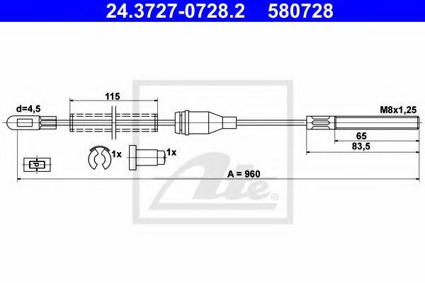 Трос, стояночная тормозная система ATE 24.3727-0728.2