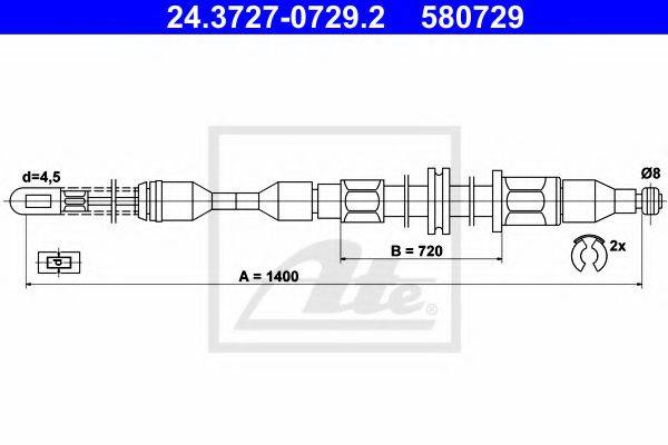 Трос, стояночная тормозная система ATE 24.3727-0729.2