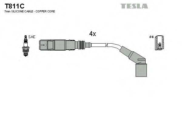 Комплект проводов зажигания TESLA T811C