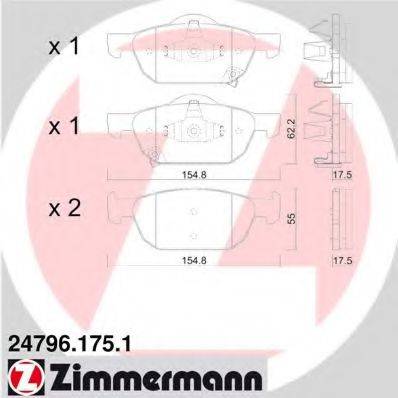 Комплект тормозных колодок, дисковый тормоз ZIMMERMANN 24796.175.1