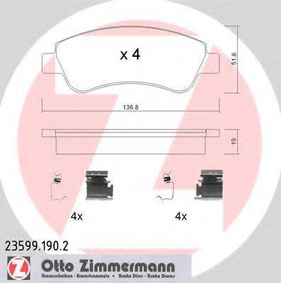 Комплект тормозных колодок, дисковый тормоз ZIMMERMANN 23599.190.2