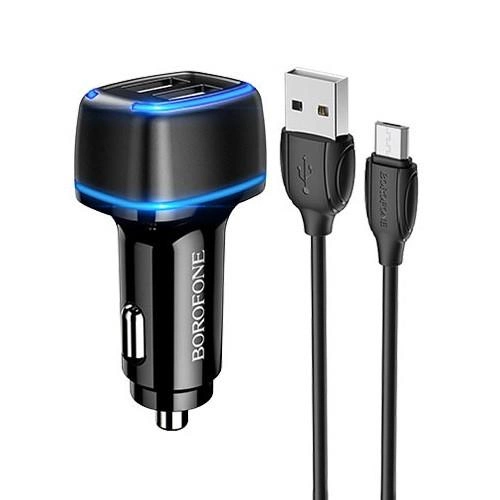 Автомобільний зарядний пристрій Borofone BZ14 2 USB 2.4A + Micro USB