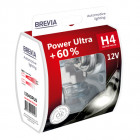 Галогенна автолампа Brevia H4 12В 60/55W P43t Power Ultra +60% S2